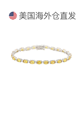 自营Suzy Levian 纯银椭圆形切割黄色蓝宝石网球手链 - 黄色 美国