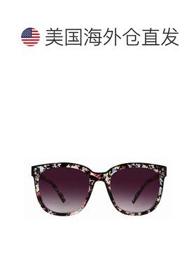 自营 Suzy Levian 女士黑色花卉方形镜片银色口音太阳镜 - 多色