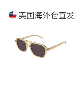 自营saint laurent米色Sl 905裁剪半透明超大方形太阳眼镜-灰色