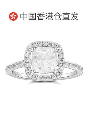 自营 APM MONACO方形密镶锆石时尚银戒指纯银设计七夕礼物