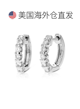 自营vir jewels1/2 克拉圆形实验室培育钻石圈形耳环 .925 纯银槽
