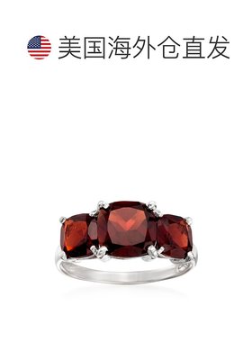 自营 925 纯银 Ross-Simons 石榴石 3 石戒指 - 红色 美国奥莱直