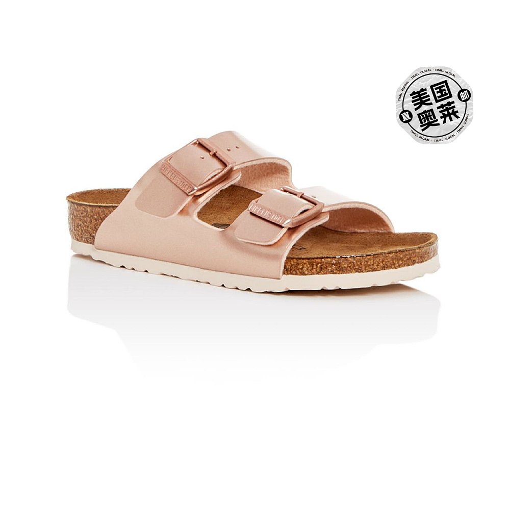 birkenstockArizona 儿童女孩皮革金属鞋垫凉鞋 - 电光金属铜 【 - 图0