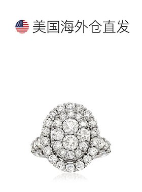 自营 Ross-Simons 14 克拉白金簇状钻石椭圆形戒指 - 白色 美国奥