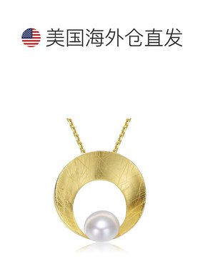 自营 GENEVIVE 纯银镀金淡水珍珠开口吊坠项链 - 金色 美国奥莱直