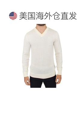 自营Ermanno Scervino ivory Wool Blend V-neck Pullover Men's