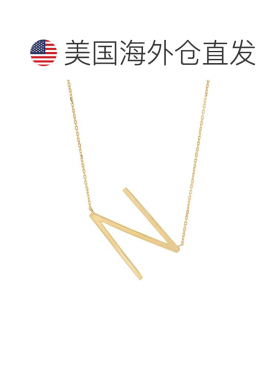 自营max + stone10k实心黄色金色大侧面大写字母首字母，带有可延