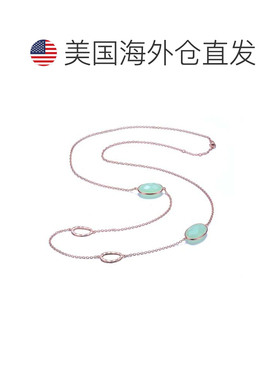自营 GENEVIVE 纯银镀玫瑰金绿色立方氧化锆站项链 - 绿色 美国奥