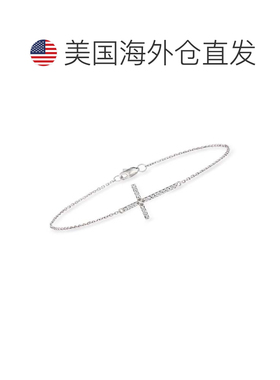 自营Ross-Simons 14kt 白金侧向交叉手链带钻石 - 8 英寸 美国奥