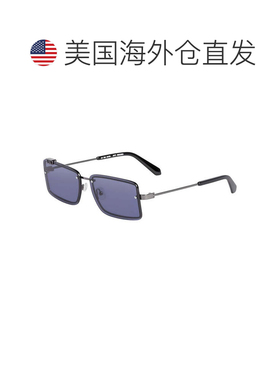 自营off-white米白色无框矩形太阳镜，炮铜框架和蓝色镜片Oeri13N
