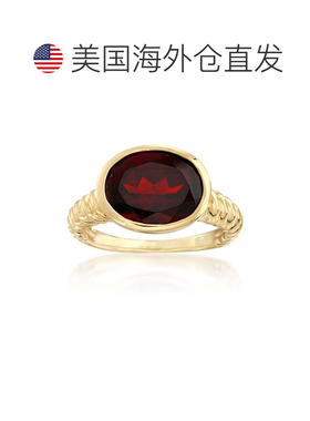 自营Ross-Simons 18kt 黄金椭圆形石榴石戒指 - 红色 美国奥莱直