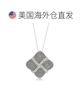 自营Suzy Levian 925 纯银蓝宝石和钻石包裹垫形吊坠 - 蓝色 美国