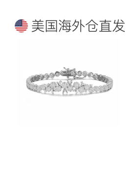 自营GENEVIVE 纯银立方氧化锆花卉设计网球手链 - 银白色 美国奥