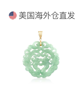 自营Ross-Simons 雕刻翡翠凤凰吊坠配 14 克拉黄金 绿色 美国奥莱