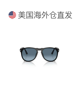 自营persol0po9649s Rounded Black Acetate Sunglasses with Gra