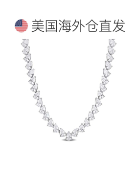 自营mimi & max39 1/2 CT TGW 创造了纯银白色蓝宝石泪珠网球项链