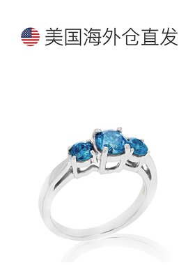 自营 vir jewels1.50 克拉 3 石蓝色钻石订婚戒指 14K 白金圆形 -
