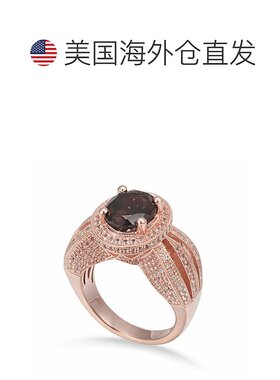 自营 Suzy Levian 纯银 4 cttw 烟熏石英椭圆形戒指 - 棕色 美国