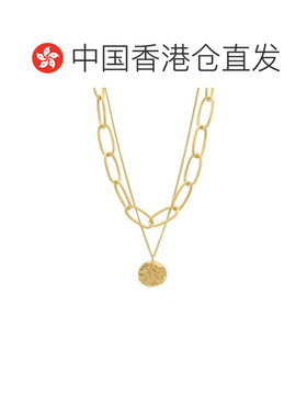 自营adornia14k 镀金椭圆形链条和硬币吊坠多层项链 - 金色 美国