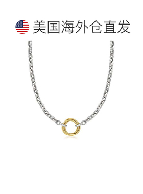 自营Ross-Simons 纯银和 14kt 黄金多圈 Rolo 链项链 - 20 英寸