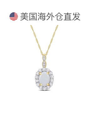 自营mimi & max1 1/2 CT TGW 椭圆形蛋白石和白色托帕石和钻石口
