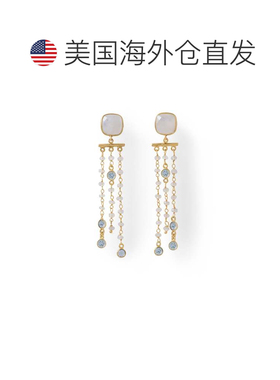 自营liv oliver18k 彩虹月光石和蓝色托帕石枝形吊灯耳环 - 蓝色