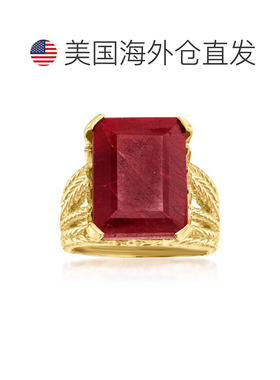 自营Ross-Simons 18 克拉金镀在纯银上红宝石多排戒指 - 红色 【