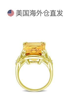 美国直邮Julianna B女士黄宝石戒指金黄色圆环精致轻奢碎钻镶嵌