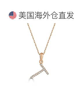 自营sabrina14k 玫瑰金和钻石初始项链 - 玫瑰 t 美国奥莱直发