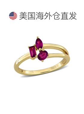 自营Mimi & Max Multi-Gem Three Stone Split Shank Ring Sterli