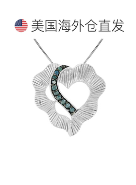自营vir jewels1/5 cttw 蓝色钻石心形吊坠项链 .925 纯银带链 -