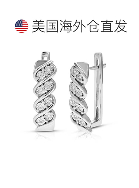 自营vir jewels0.925 纯银爪镶 2/3 英寸圆形实验室生长钻石圈形