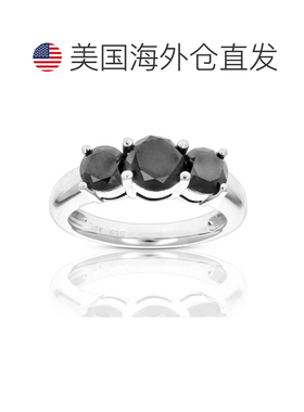 自营vir jewels3 cttw 3 石黑色钻石订婚戒指 10K 白金婚礼 - 白