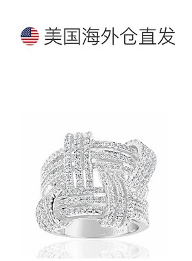 自营Suzy Levian 纯银立方氧化锆编织宽带戒指 - 白色 【美国奥莱