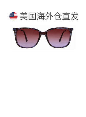 自营Suzy Levian 女士紫色玳瑁方形镜片银色口音太阳镜 - 紫色 美