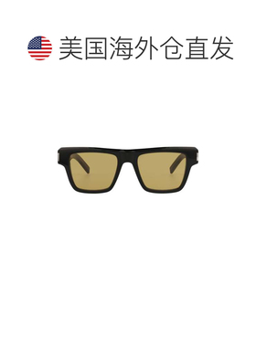 自营saint laurent方形镜框醋酸纤维太阳眼镜-黑色黑色黄色 美国