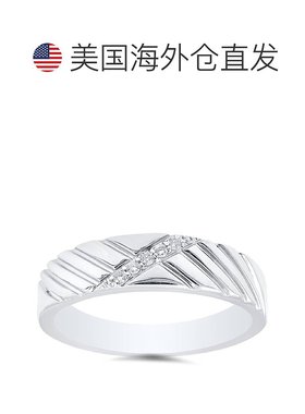 自营 pompeii3男士钻石 14K 白金结婚戒指 - 14k 白金 美国奥莱直