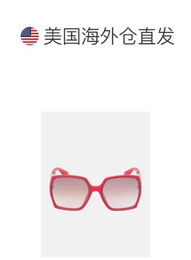 自营 guess方形标志塑料太阳镜-红色 美国奥莱直发