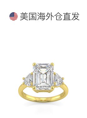 自营 pompeii3经认证的 4 1/2 克拉祖母绿和心形 3 石钻石戒指 14