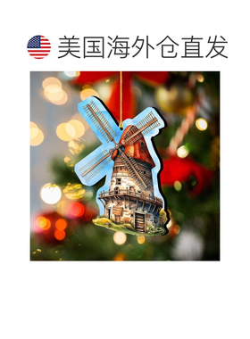 自营2 件套 - G. Debrekht 出品的风车装饰性木制圣诞饰品 - 多色