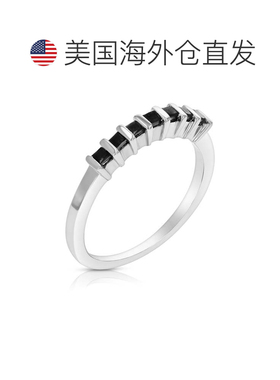 自营vir jewels 0.35 克拉公主方形切割黑色钻石结婚戒指 .925 纯