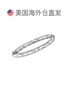 自营Ross-Simons 意大利 6 毫米纯银扭纹手镯 - 7 英寸 美国奥莱