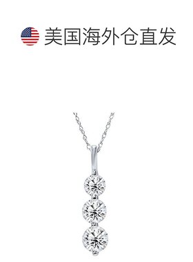 自营 pompeii33/4 克拉 3 石钻石吊坠 14K 白金 - 14k 白金 美国