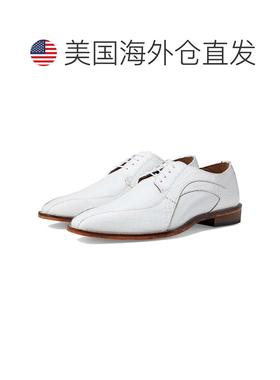 自营Men's Stacy Adams Turano Oxford White Leather Dress Shoe