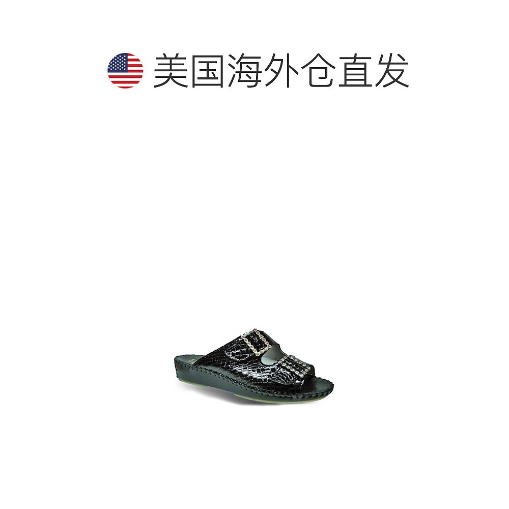 自营laplumeWomen's Jen Croc Rhinestone Sandal In Black - bla - 图1