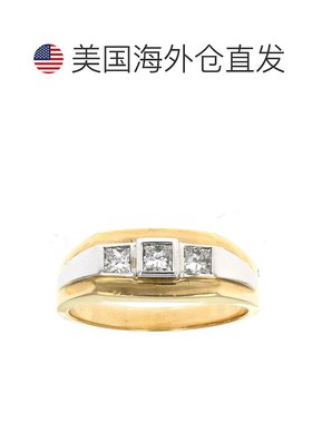 自营 vir jewels1/2 克拉 3 石公主 SI 男士钻石订婚戒指 14K 双