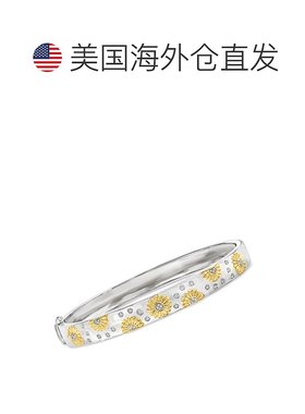 自营 Ross-Simons 2 色纯银镶钻向日葵手镯 - 7 英寸 美国奥莱直