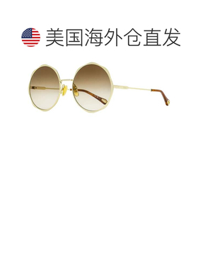 自营Chloe女士扇贝边太阳镜CH0184S 002金色/棕色59mm-002 美国奥