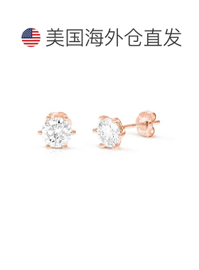 自营vir jewels2个cttw实验室生长的14k金钻石耳钉，带女式推背-