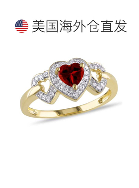自营 mimi & max10k 金 1/8 克拉总重量钻石石榴石三心形戒指 -